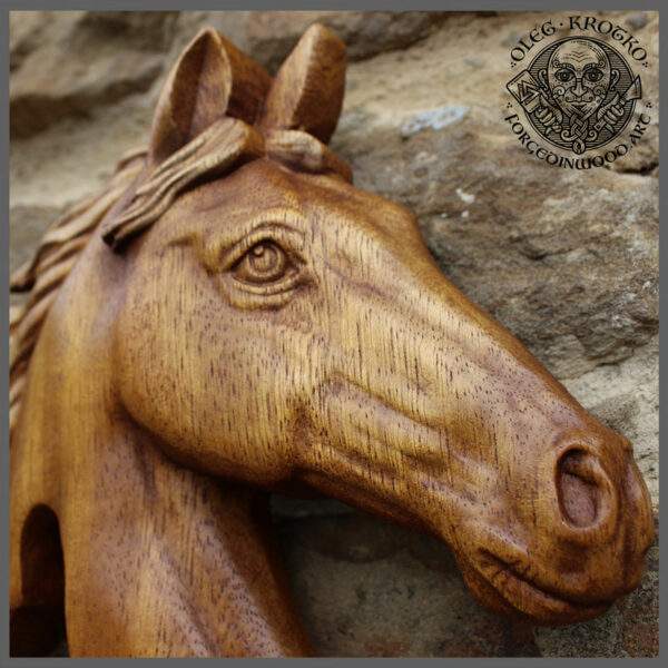 horses wood carving