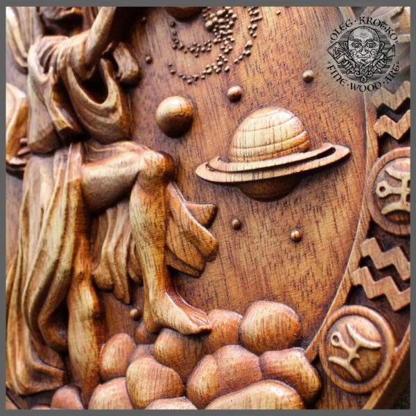 Aquarius Zodiac wood carvings for sale