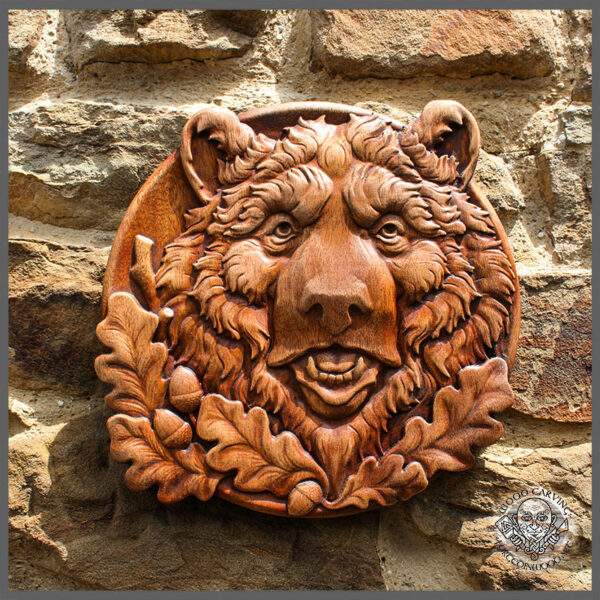 Bear wooden carvings for wall