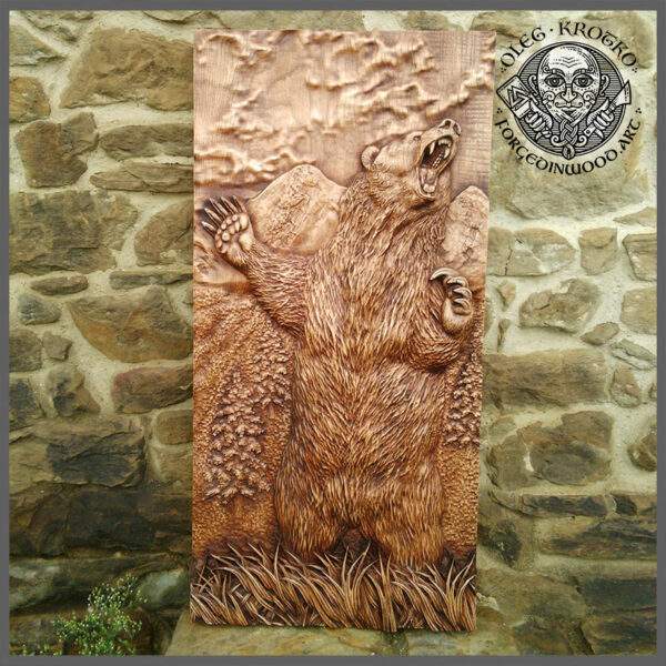 Bear Full Figure Wood Carved Wall Decor