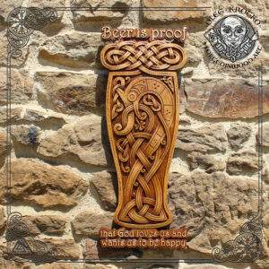 Beer celtic knotwork wood carving