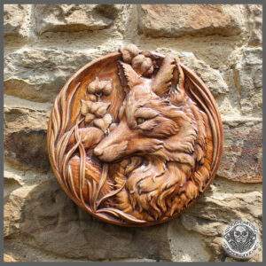 Fox head wooden plaque