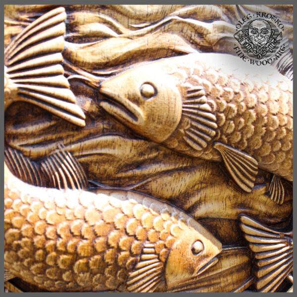 Pisces zodiac sign wood