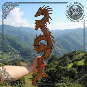 Water dragon pagan art wood carving