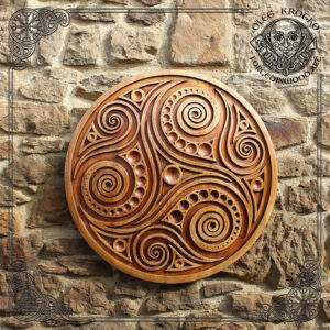 Tribal Triskelion wood carving