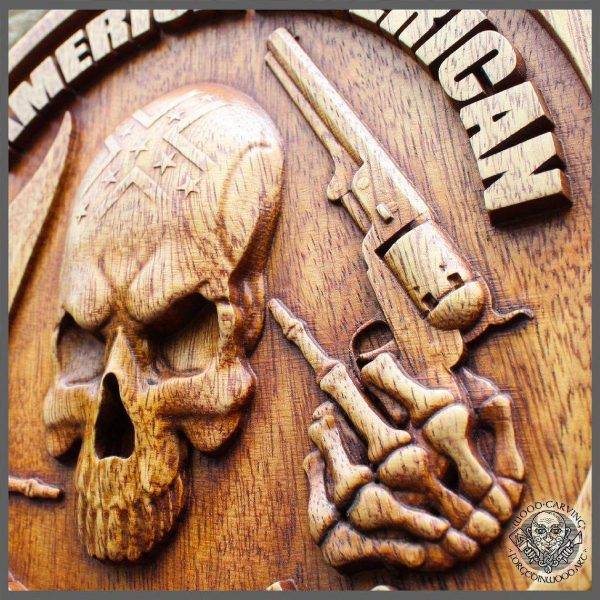 Wood Picture Cranium Carving Wall Hanging