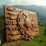 American flag wood carving viking style