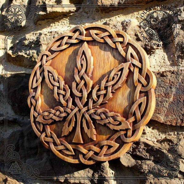 Celtic Cannabis wood carving