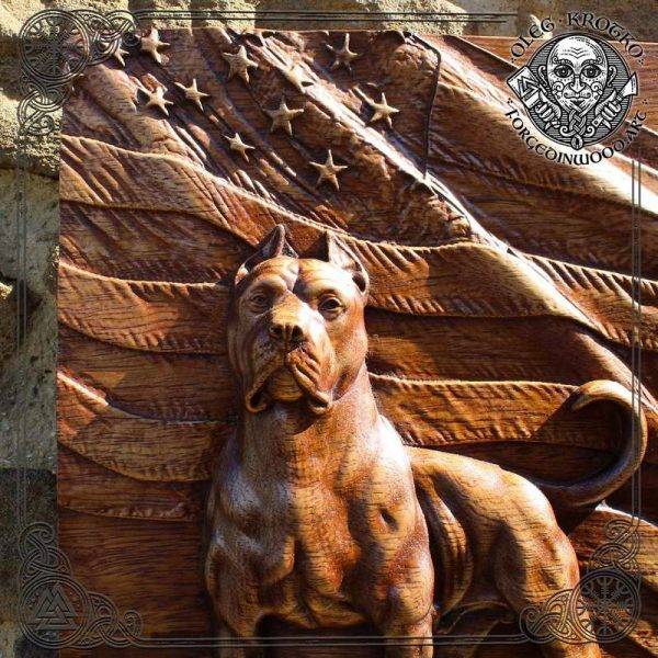Luxury carved American Staffordshire Terrier