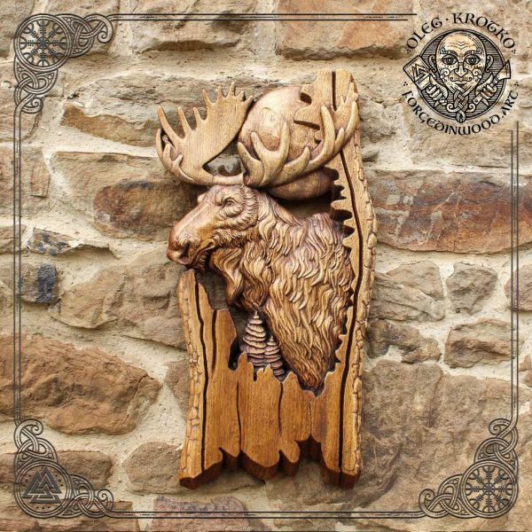 Moose carved wood for sale