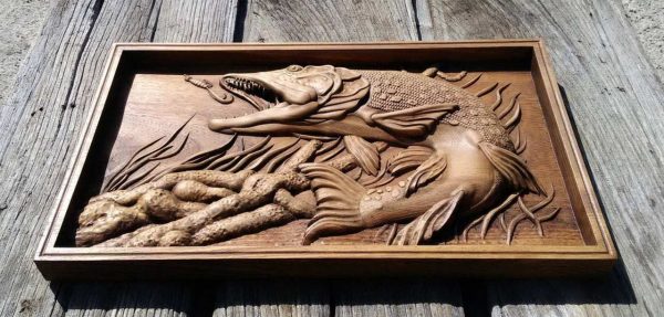 Pike Carved Fish Wood Carving