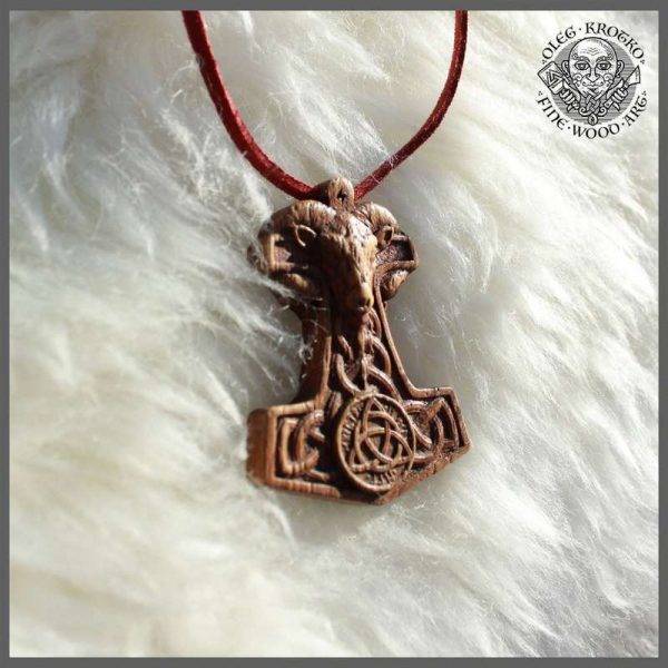 PENDANT THOR HAMMER WOOD CARVING