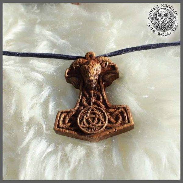 PENDANT THOR HAMMER WOOD CARVING