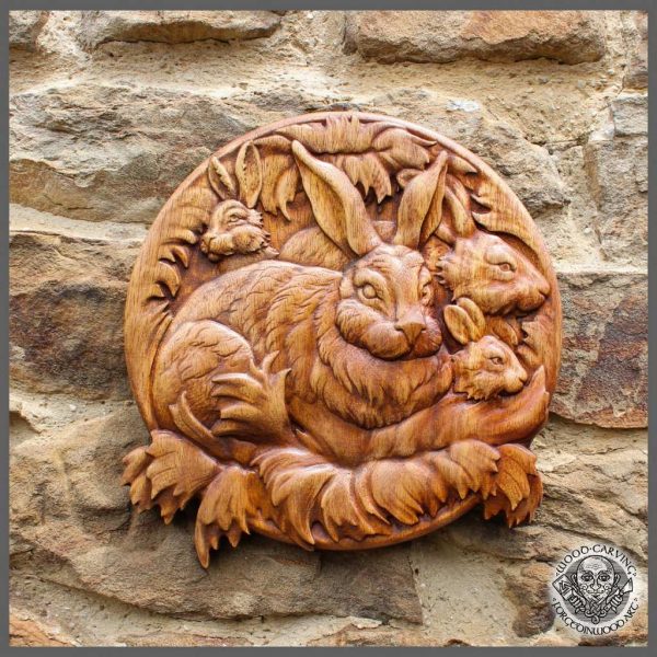 Rabbit wood carving for sale in Wood