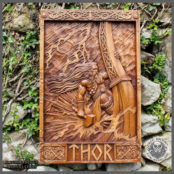 Thor Norse Wood Carving
