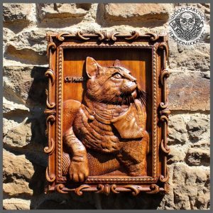 woodcarver cat portrait from photo