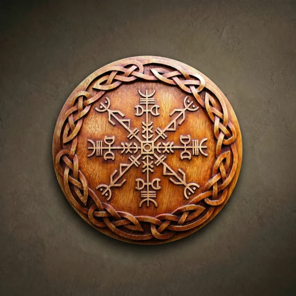 Black Star bind rune shield from all negativity, Magic wood witch craft, Viking amulet from Odin Allfather, Norse Mythology, Celtic knotwork
