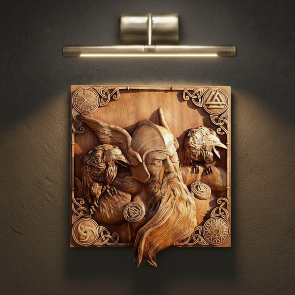 Carvings inspired by Celtic and Norse mythology