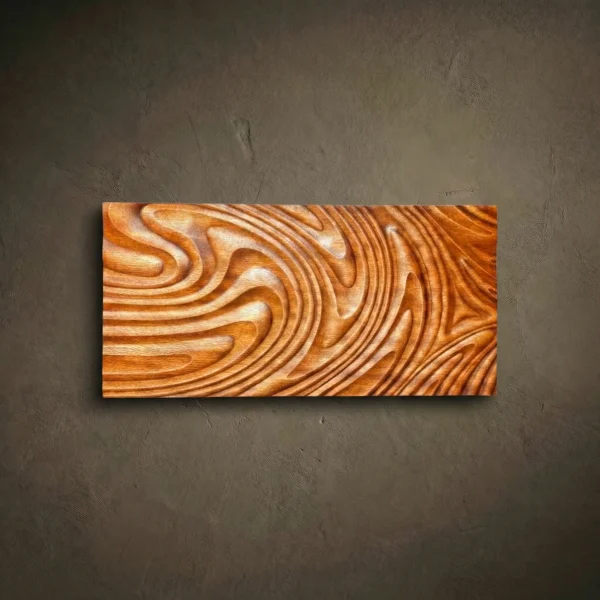 Iroko Wood Bas-Relief Sculpture: Abstract Elegance Wall Art