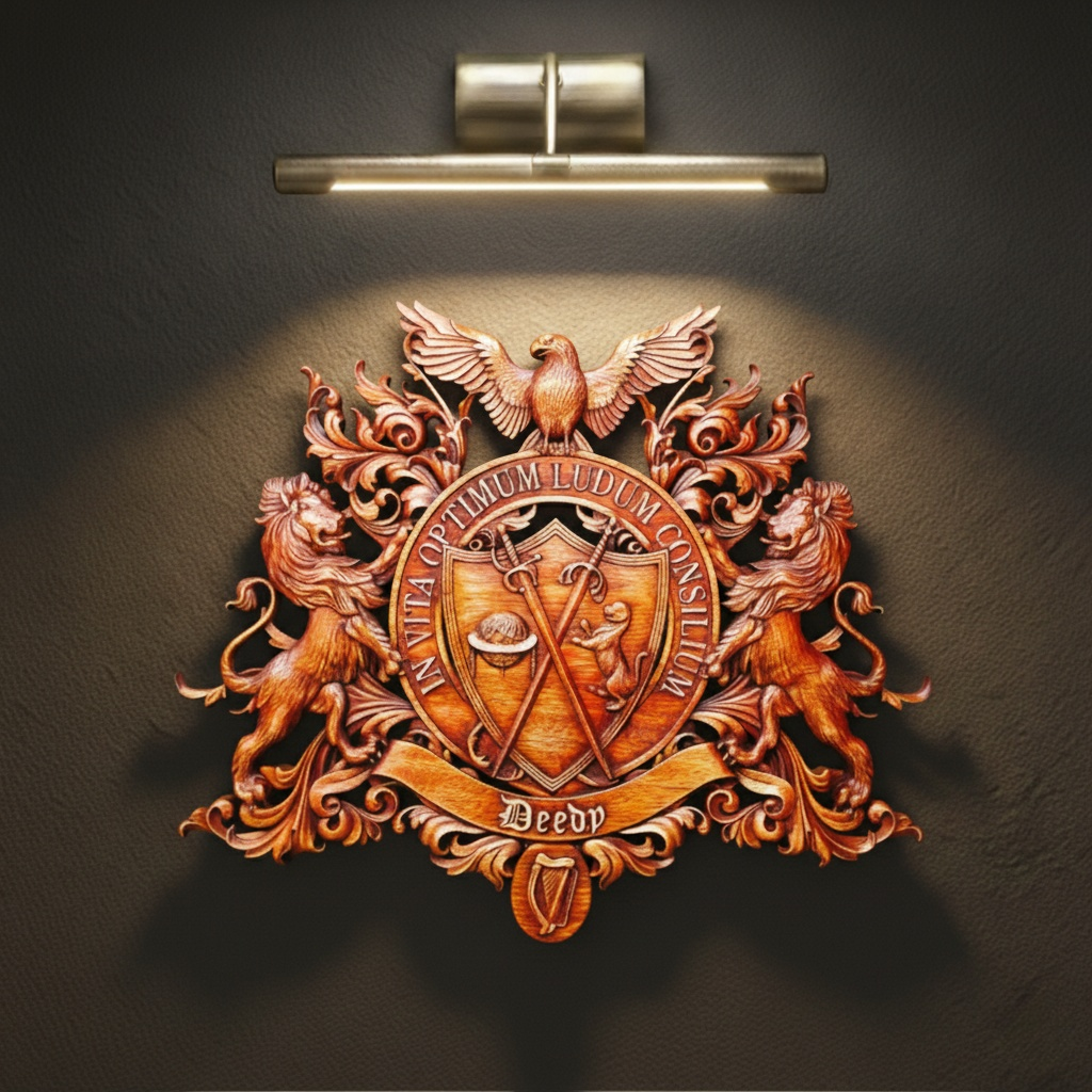 Carvings inspired by coats of arms and family heritage