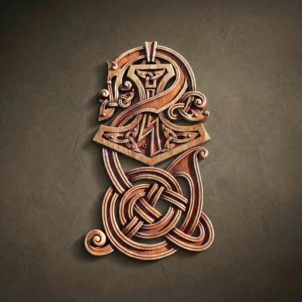 Wood Carved Thor Hammer: Viking Mjolnir, Norse Pagan Wall Art