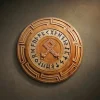 Hand-carved Iroko wood Odal rune plaque with Elder Futhark alphabet. Traditional Norse mythology wall art featuring Othala symbol, solid hardwood construction with detailed grain and natural wax finish for home office decor.