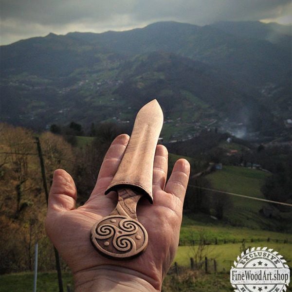 Wood Carved Trisquel Bookmark - Viking Sword Page Holder