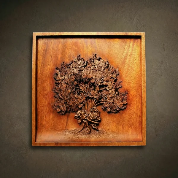 SALE! Iroko Wood Carved Olive Tree, Mallorca Wall Decor