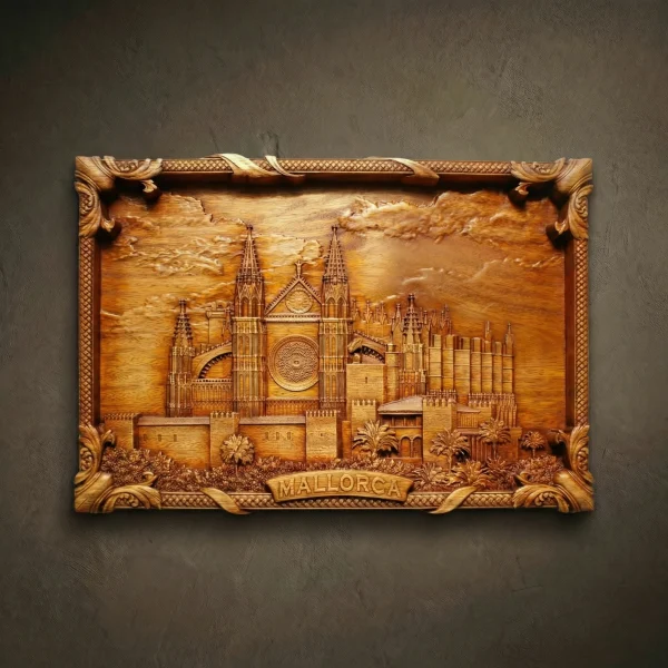 Palma de Mallorca Cathedral Wood Carving, Iroko Wood Wall Art