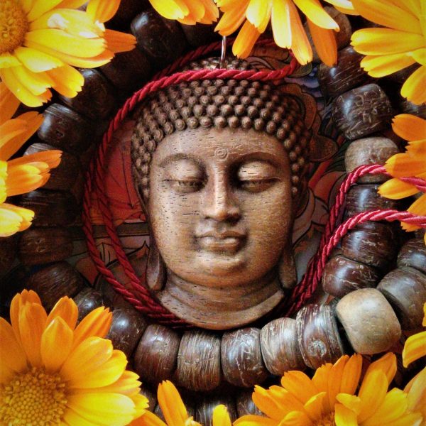 Carved Iroko Wood Buddha Pendant Necklace - Spiritual Jewelry