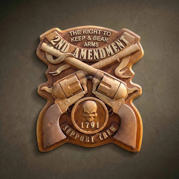 Hand Carved Iroko Wood 2nd Amendment Sign, American Patriot Home Decor